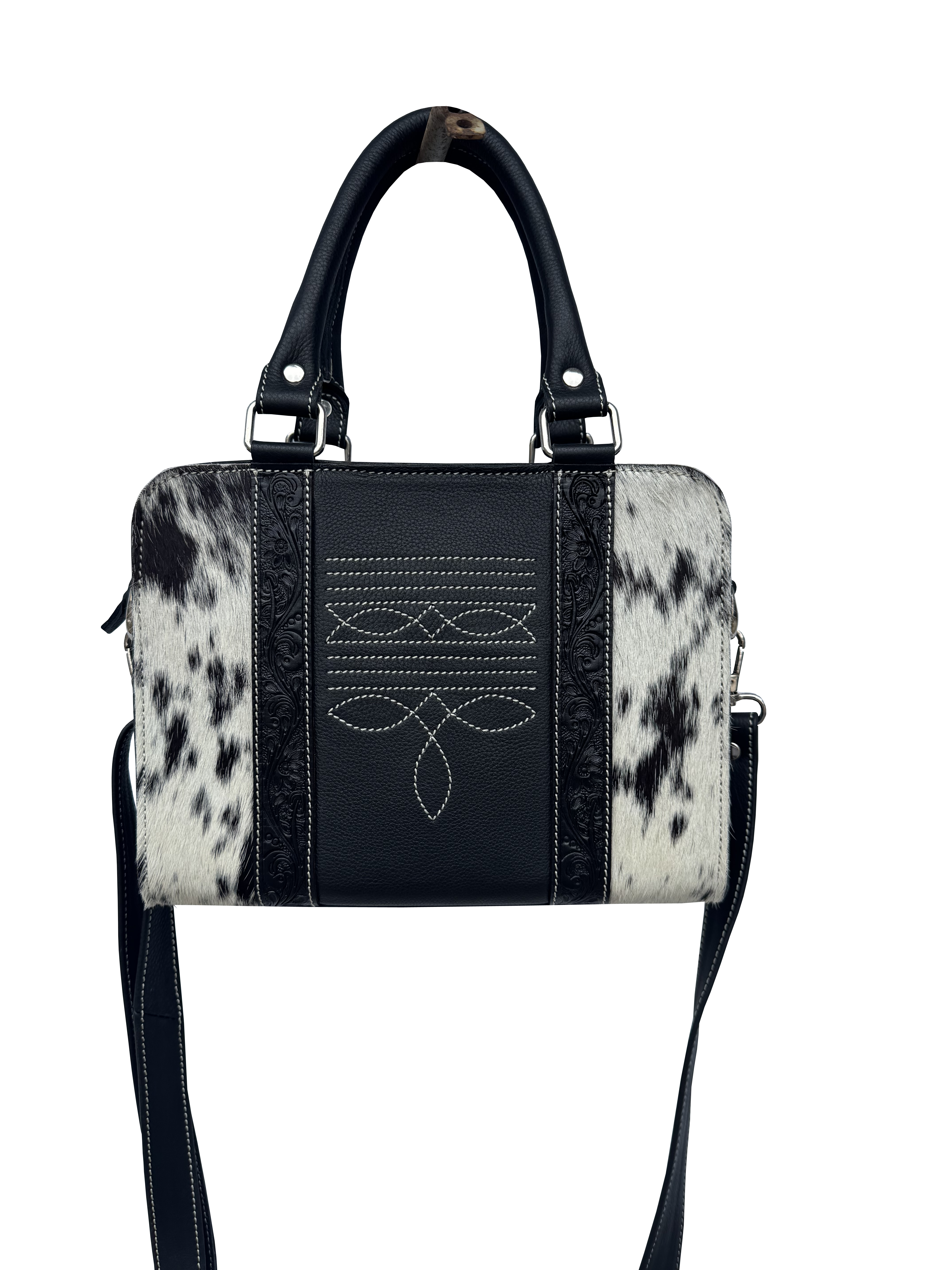 The Orleans | Tooling Leather Cowhide Boot Stitch Medium Bag