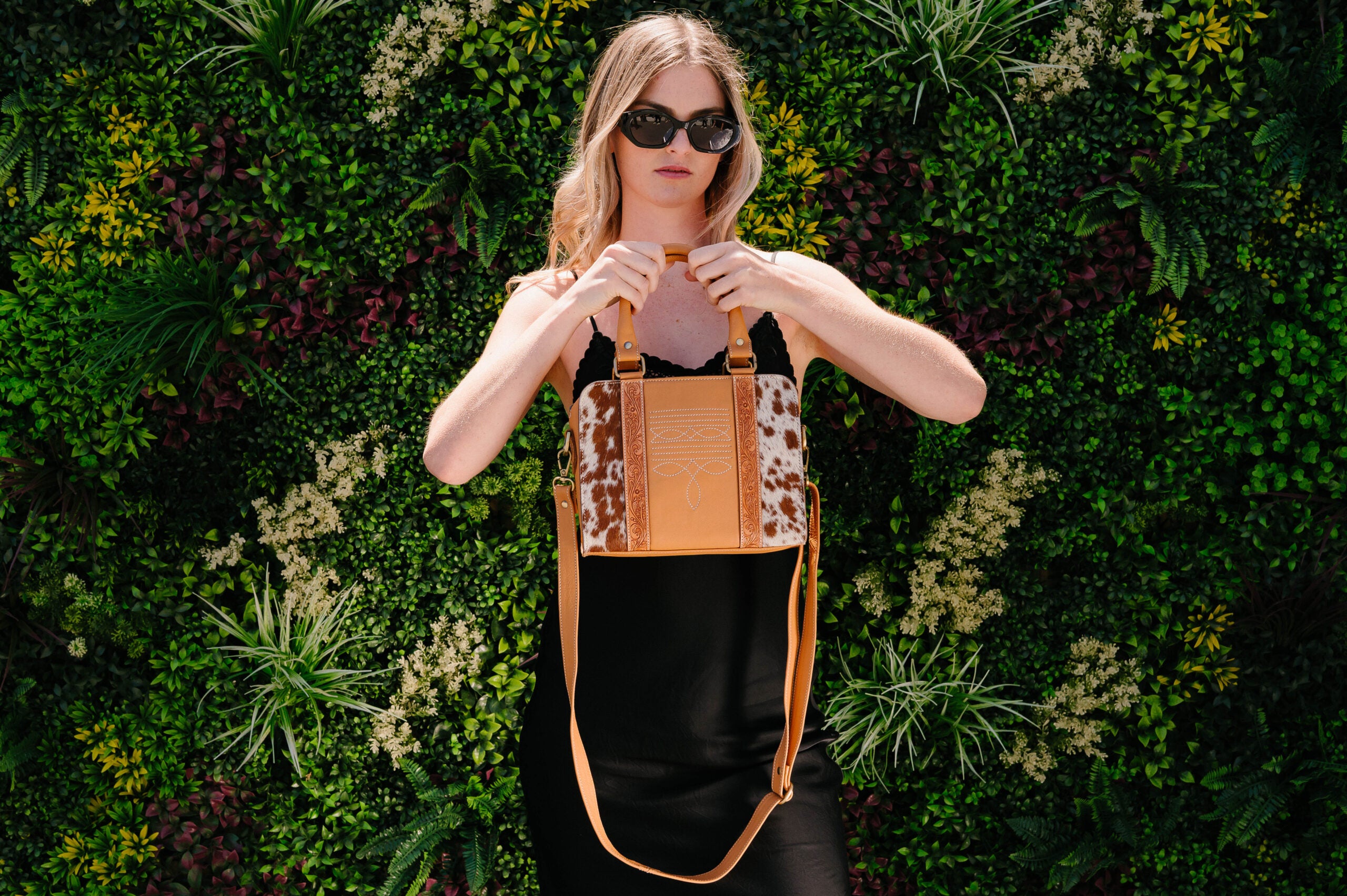 The Orleans | Tooling Leather Cowhide Boot Stitch Medium Bag