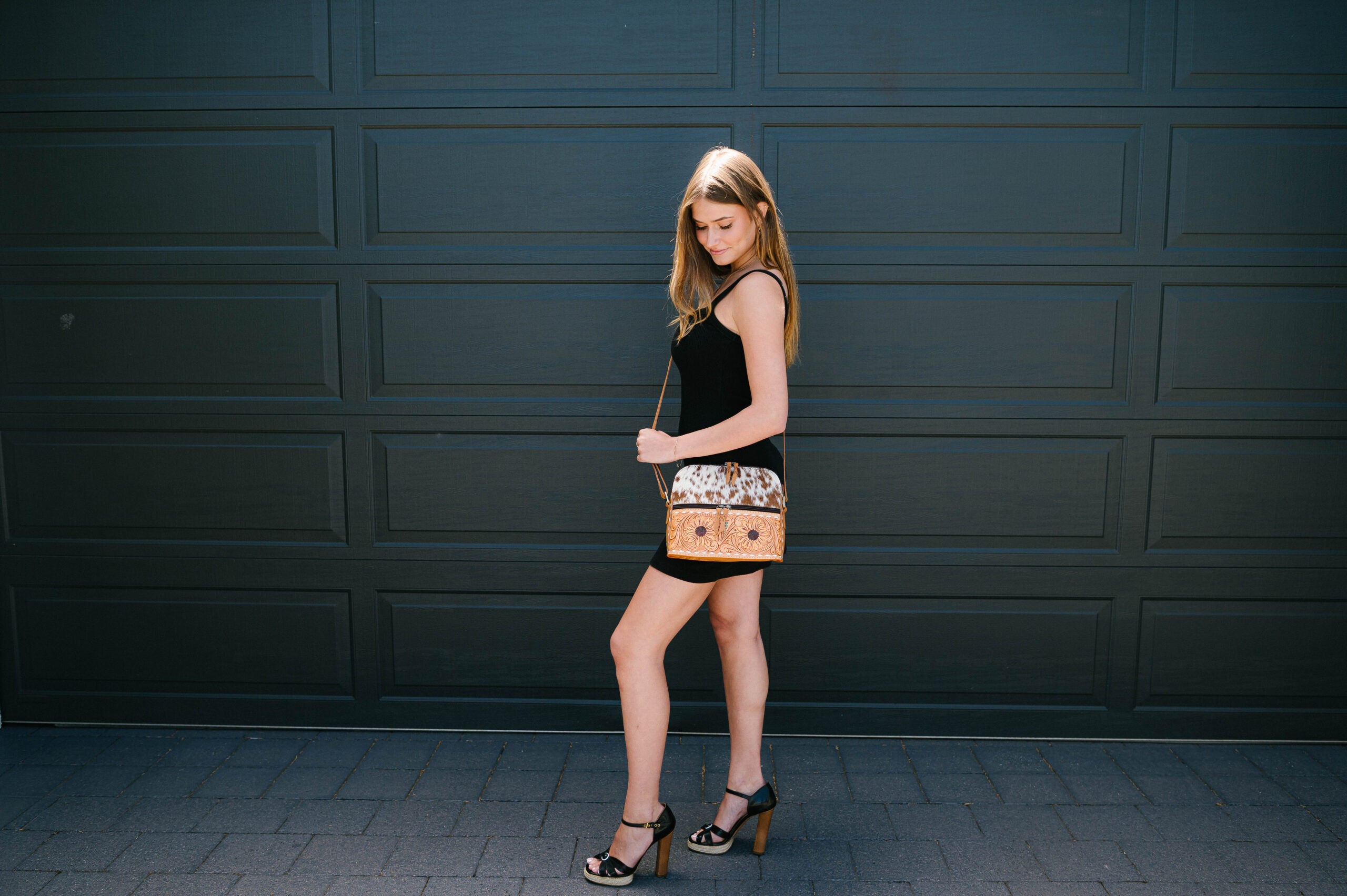 The Frontera | Cowhide Sunflower Tooled Leather Sling Bag