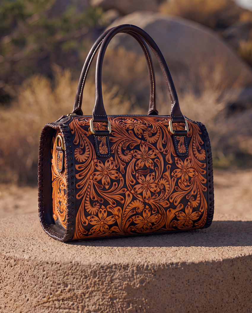 The Miranda | Two-Tone Hand-Tooled Leather Speedy Bag