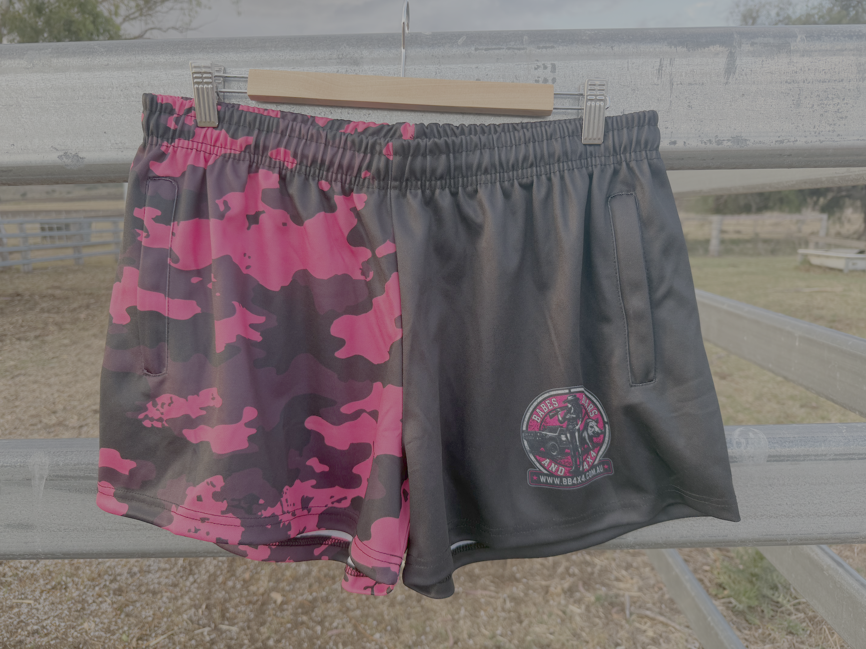 Babes Hot Pink Camo Footy Shorts