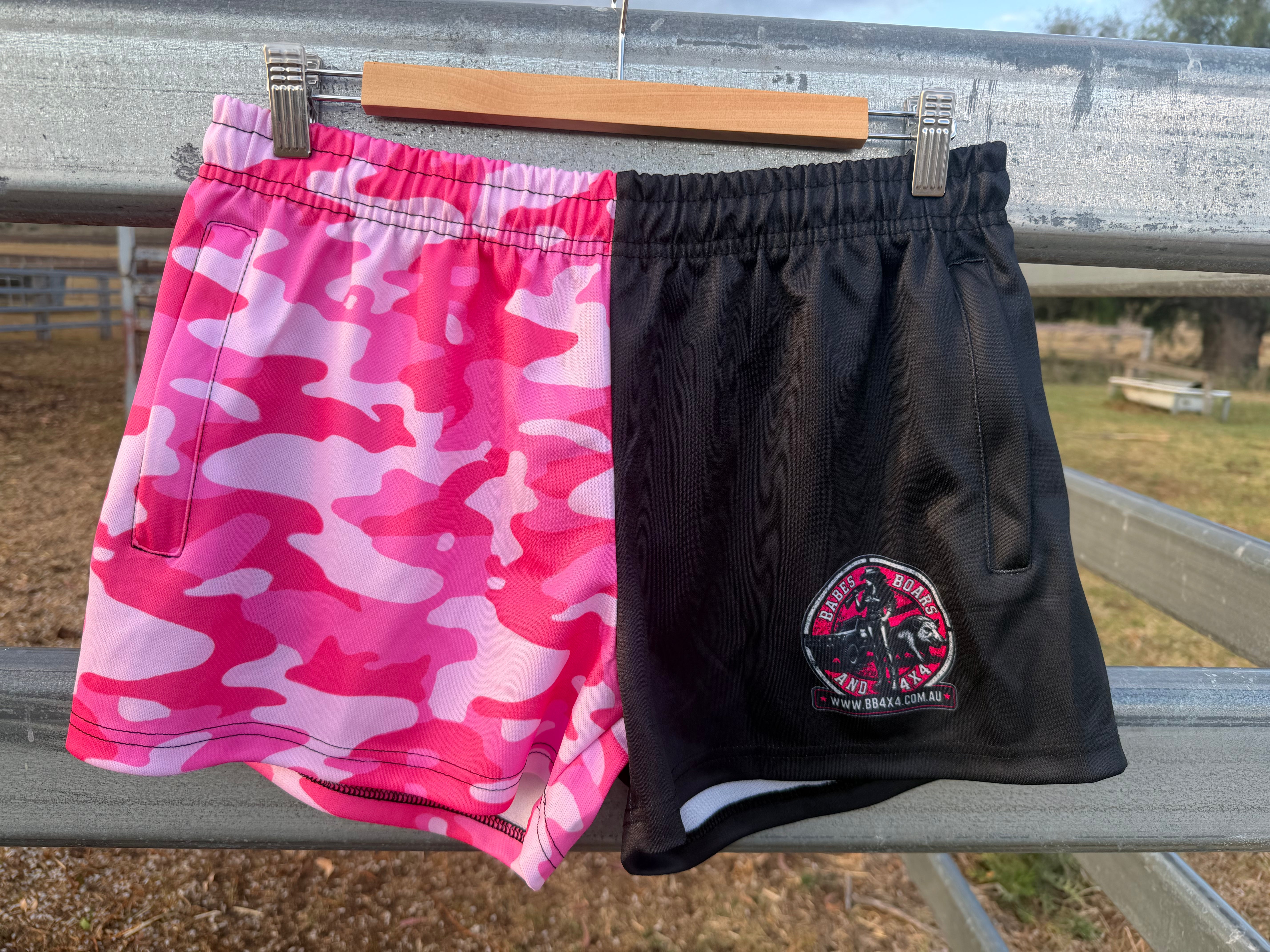 Babes Pink Camo Footy Shorts