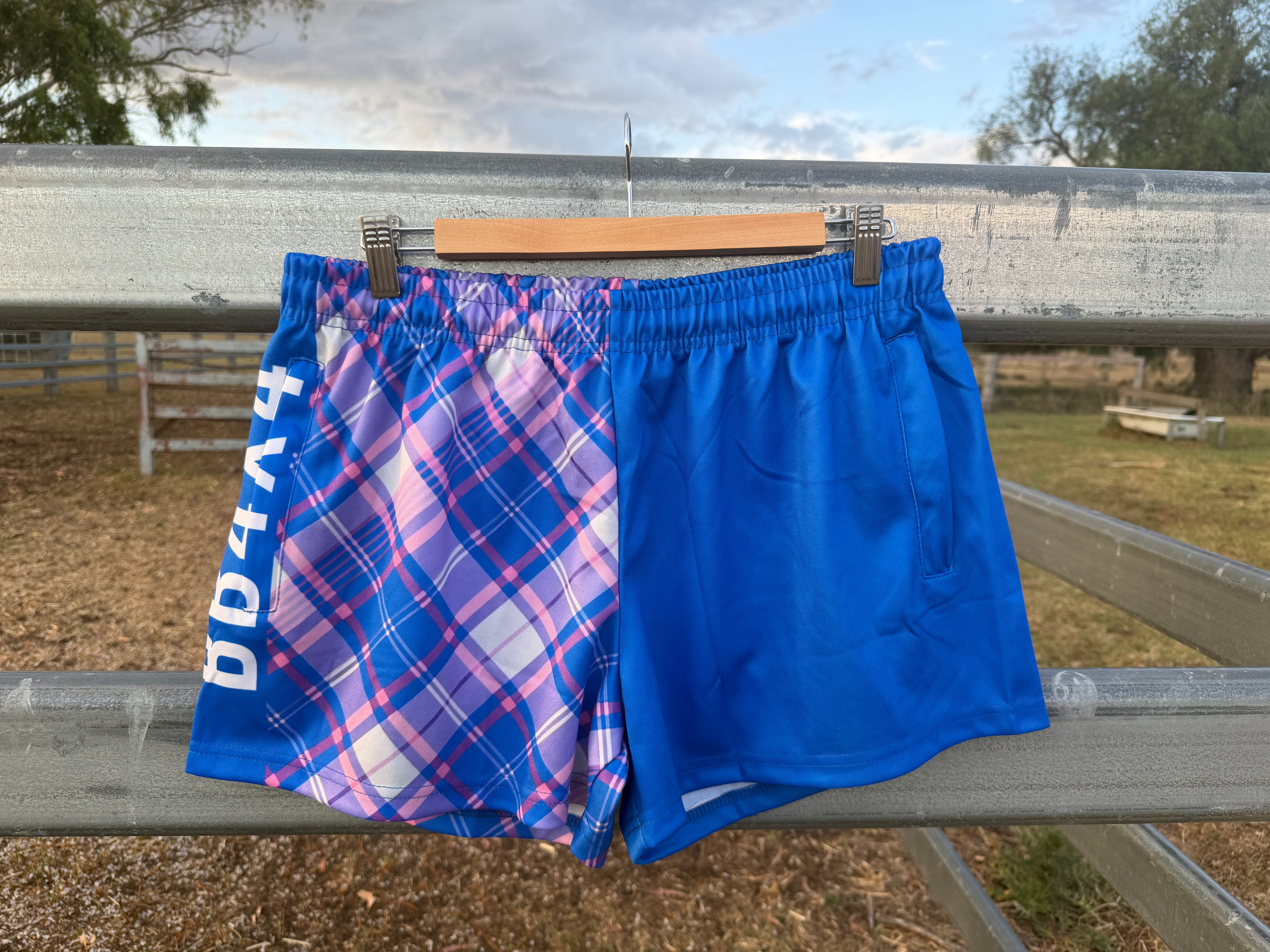 Babes Blue Gingham Footy Shorts
