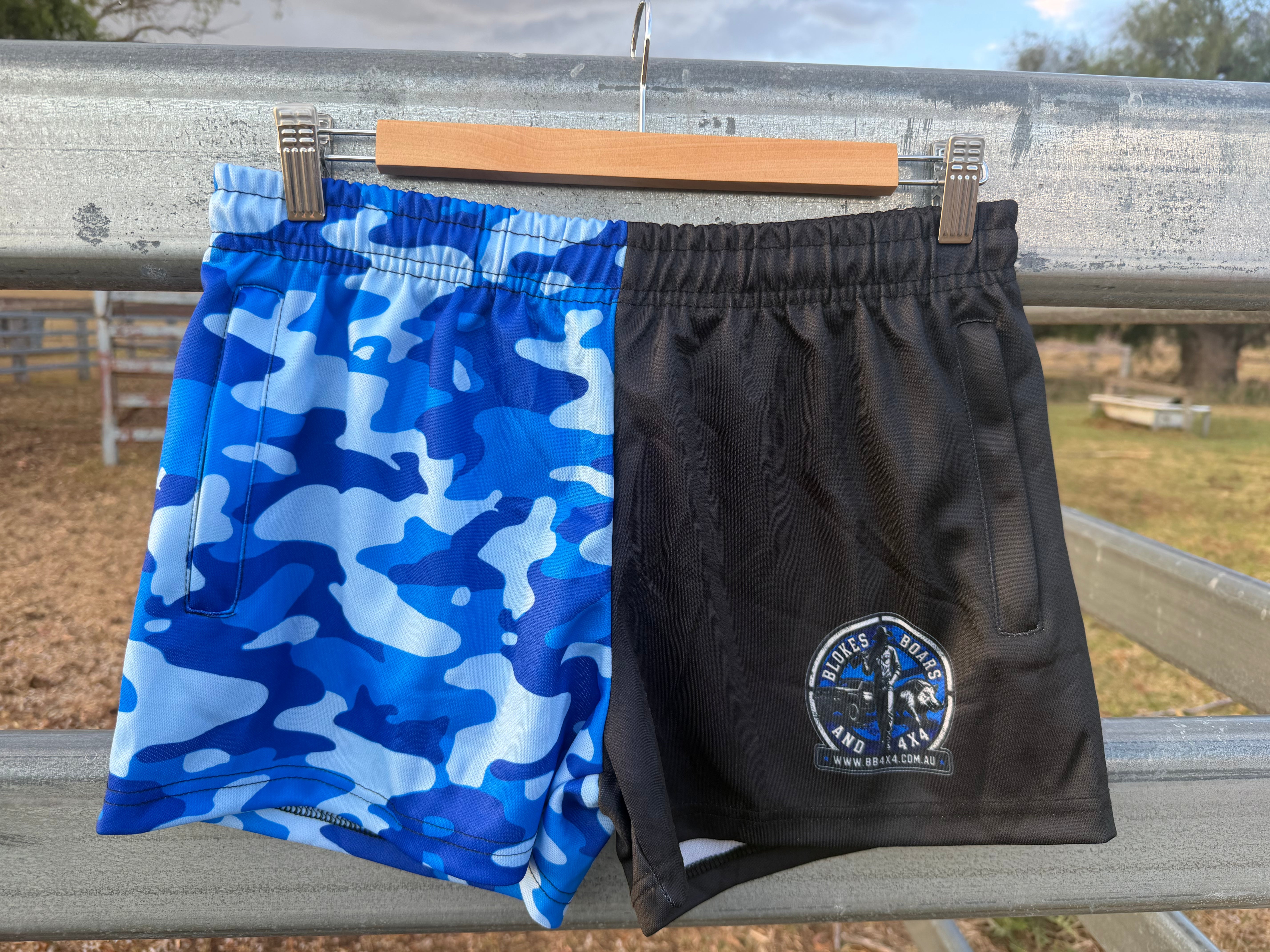 Blokes Light Blue Camo Footy Shorts