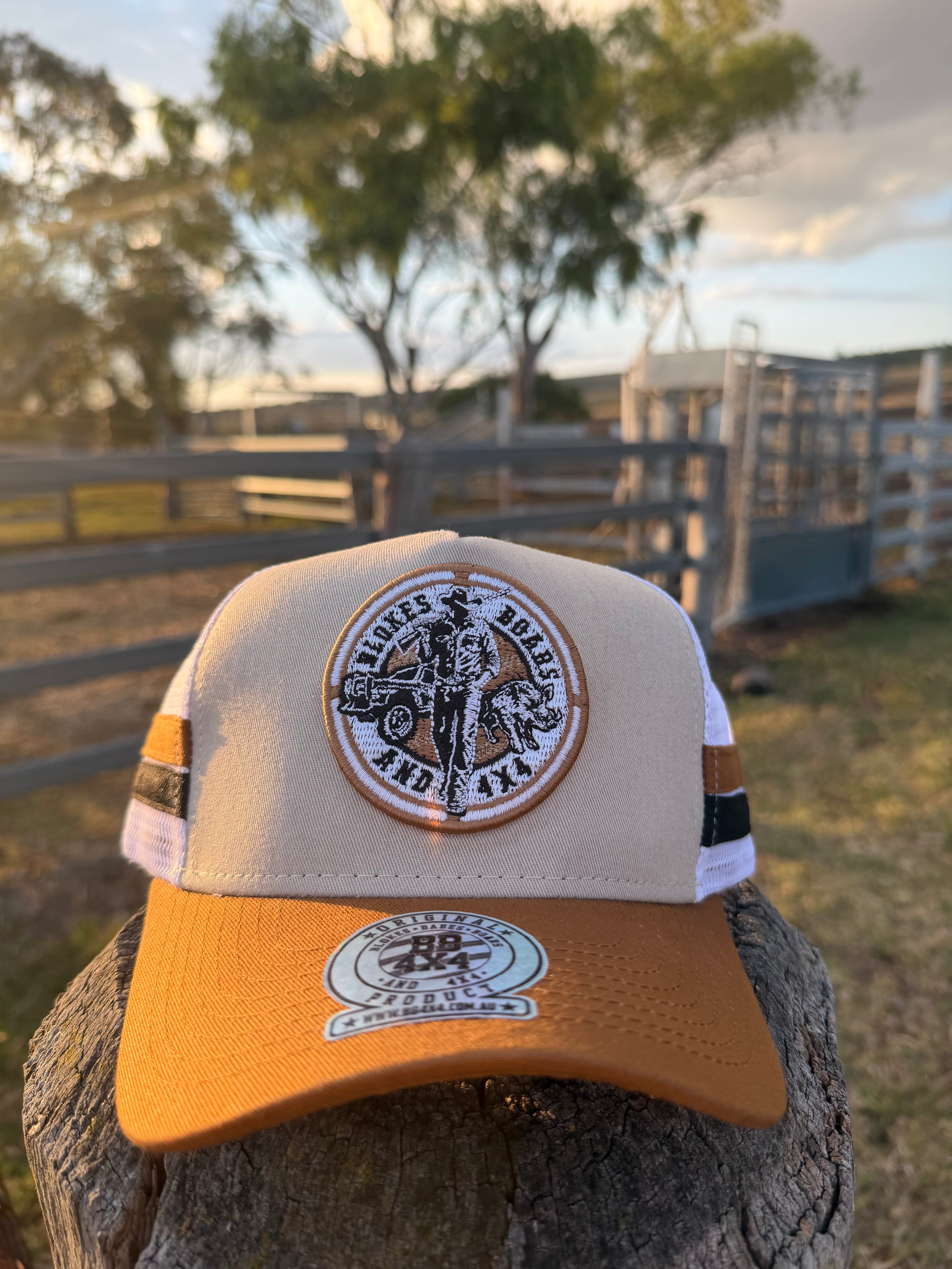 BB4x4 Blokes Tan & White Outback Trucker Hat