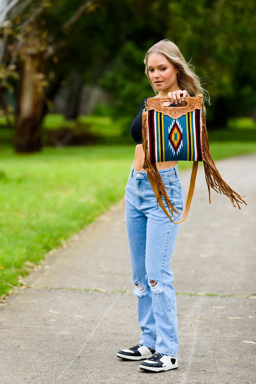 The Multi Saddle Blanket Sling | Tooled Leather Crossbody Bag