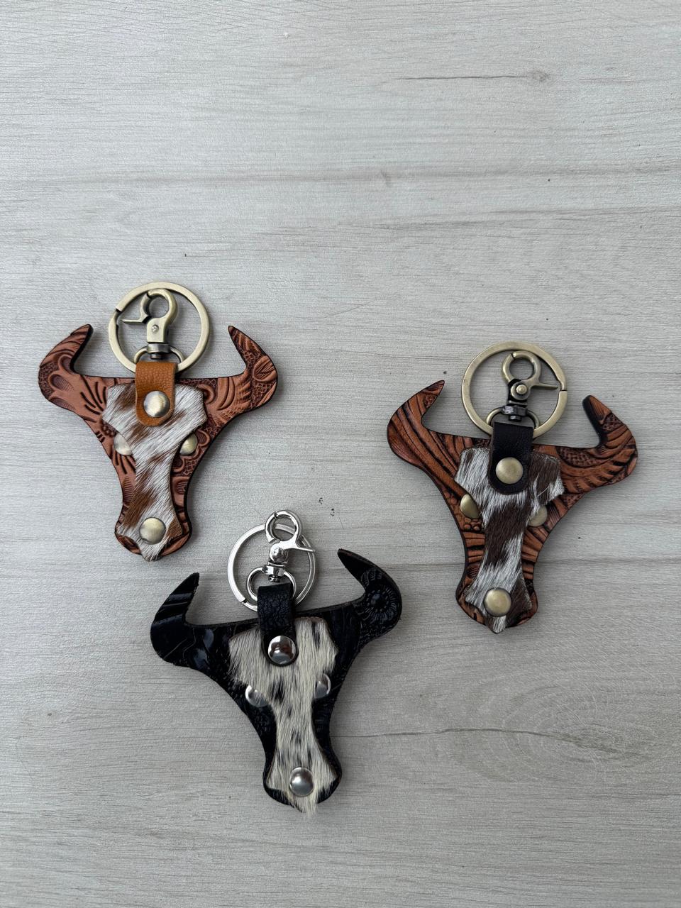 The Horse | Tooled Leather & Cowhide Keyring