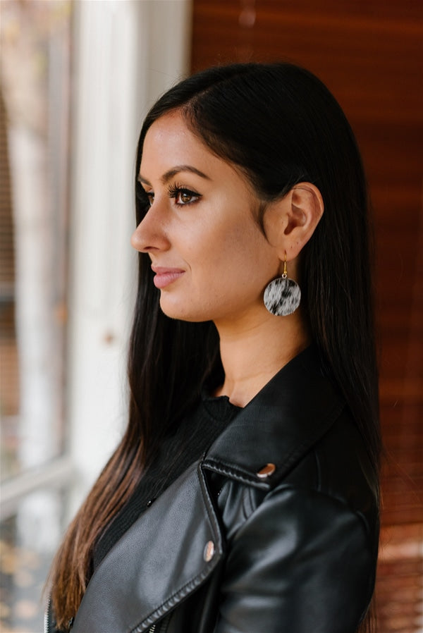 The Sudan | Cowhide Round Drop Earrings