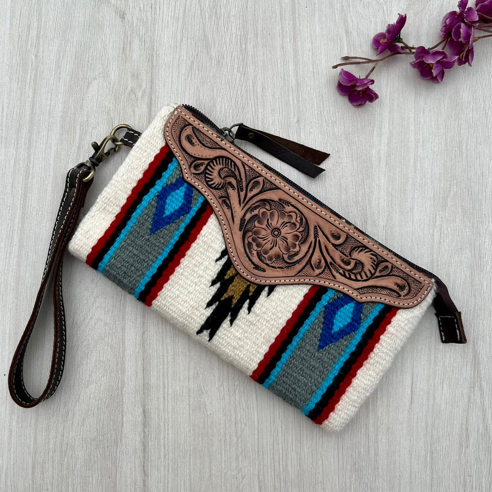 The White Saddle Blanket Clutch | Tooled Leather Clutch