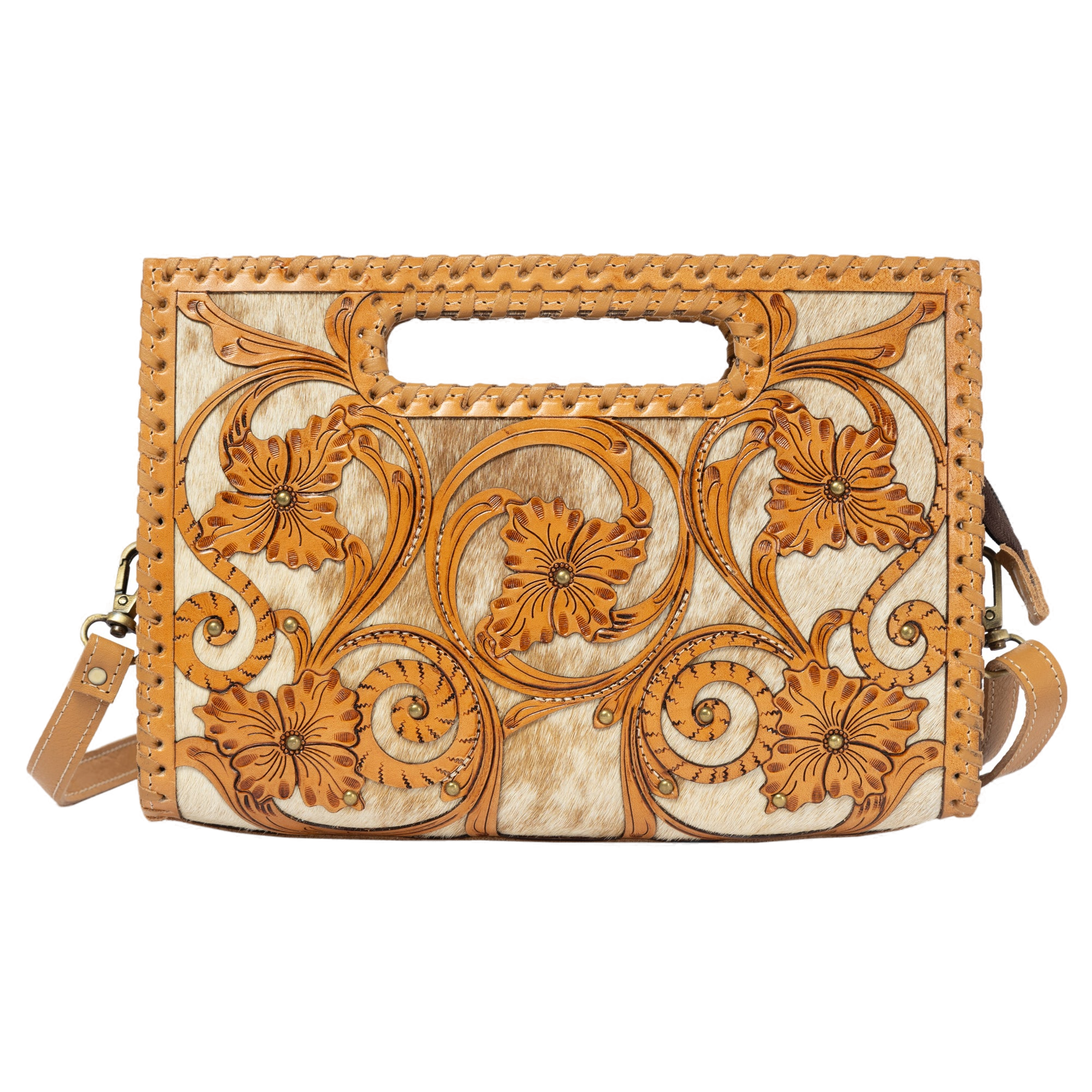 The Messina | Cowhide Medium Bag With Tooled Cutwork