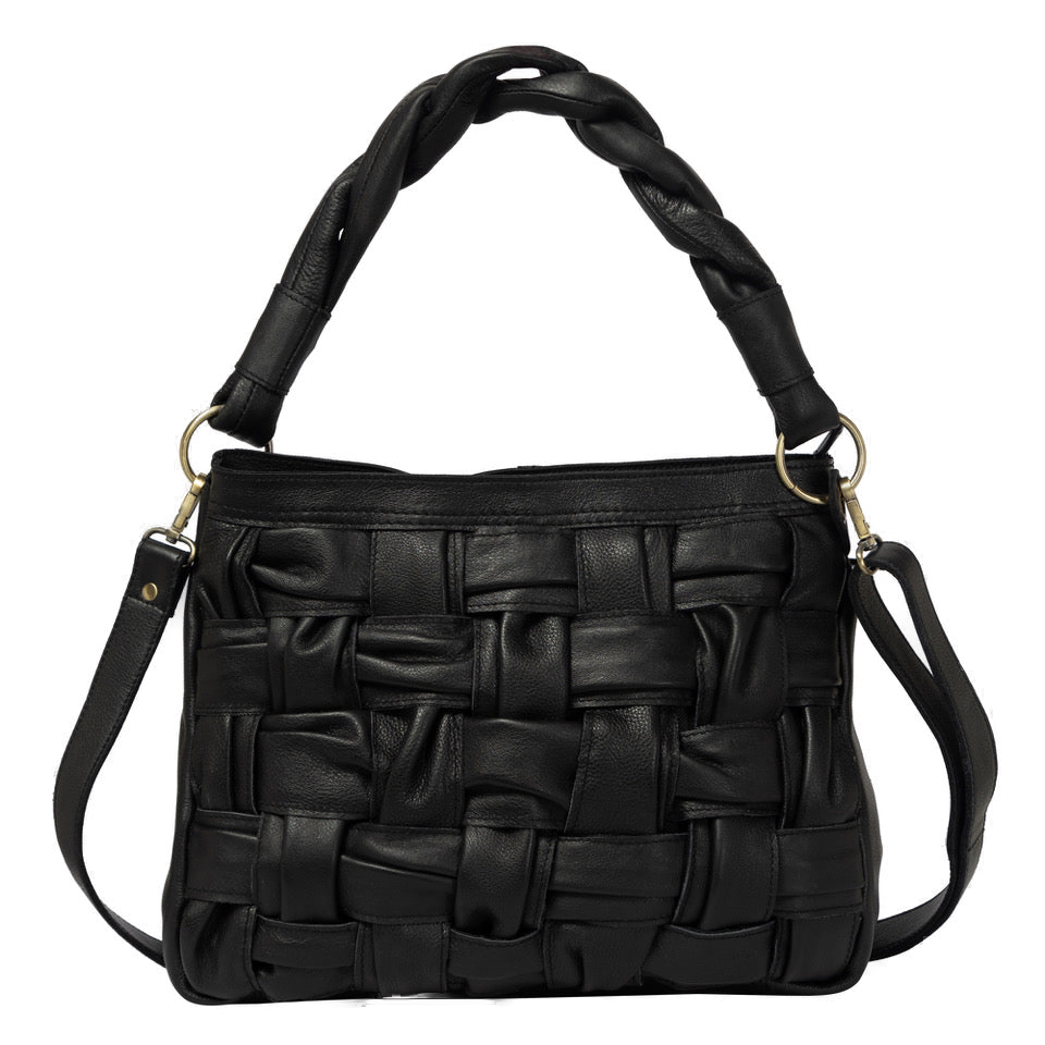 The Callan | Woven Washed Leather Hobo Bag
