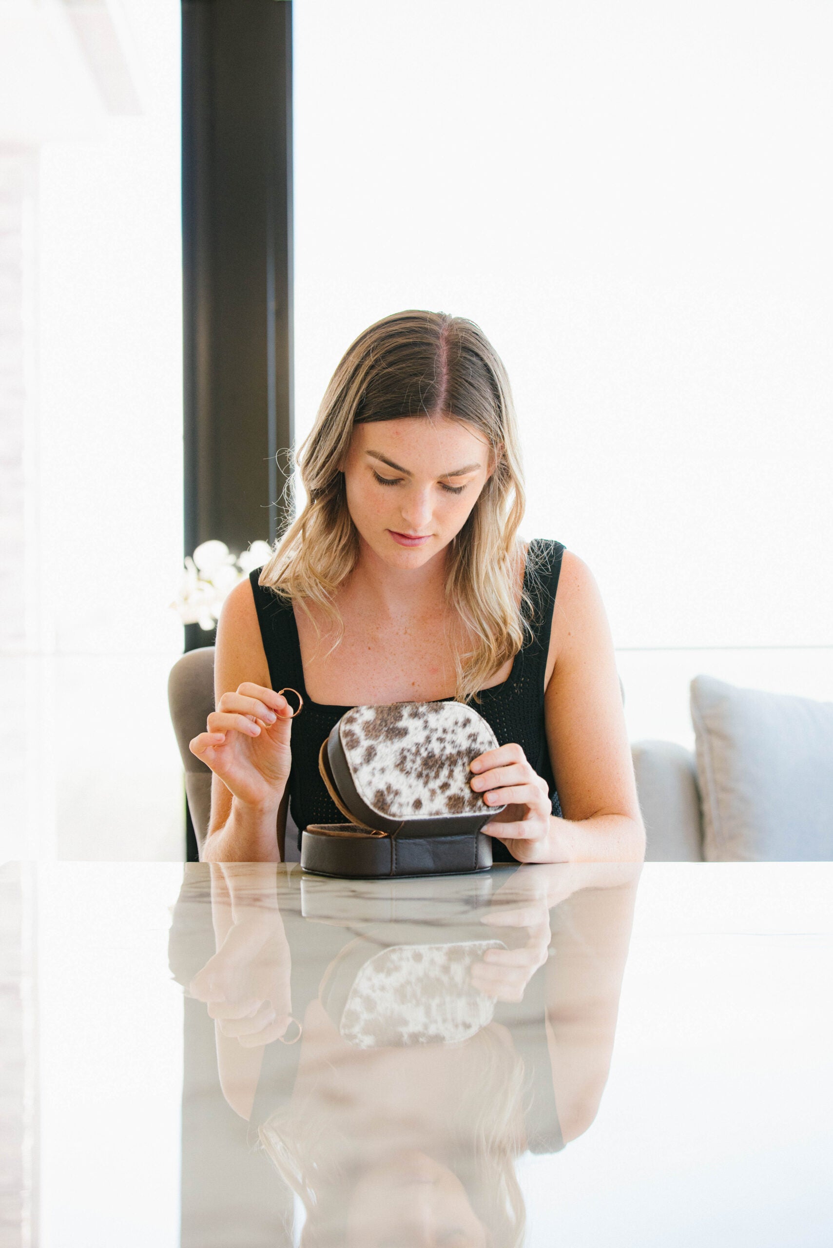 The Traveller | Cowhide Travel Jewellery Box
