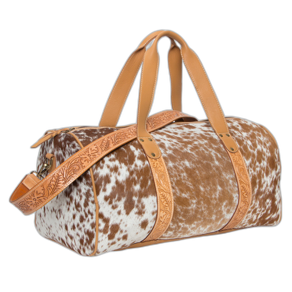 The Columbia | Tooled Cowhide Travel Bag