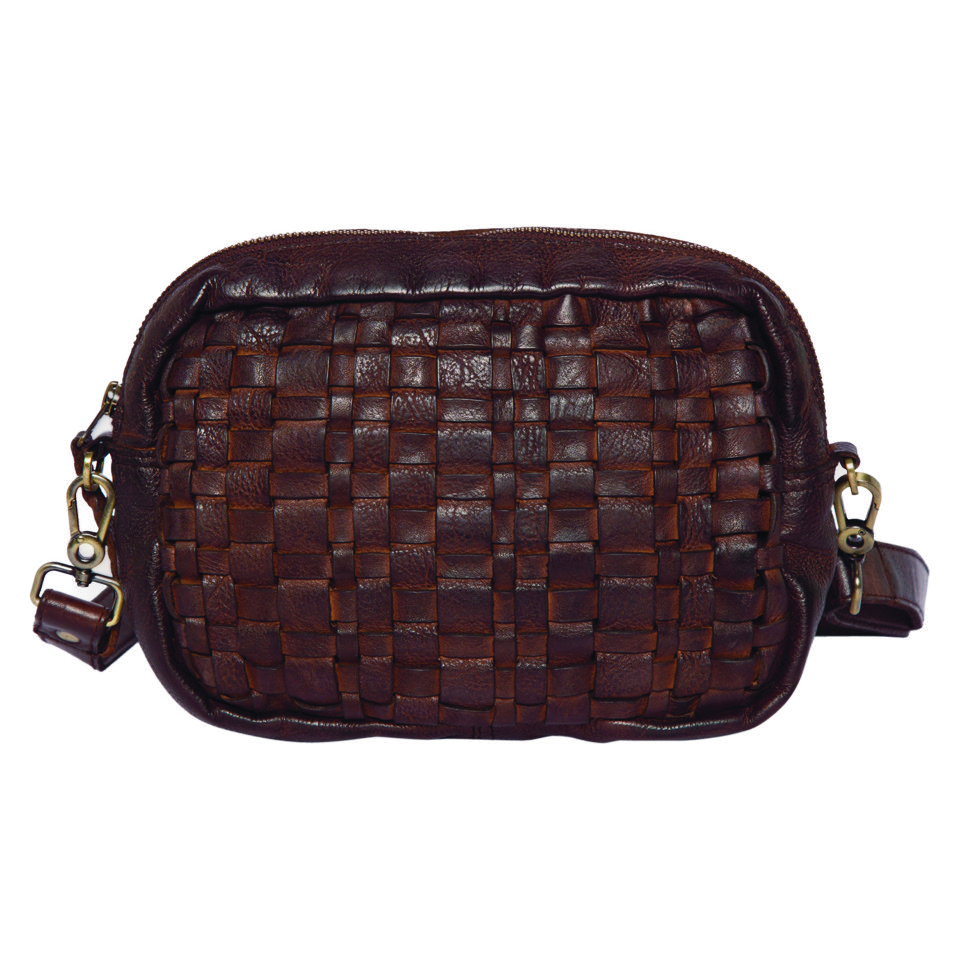 The Waterford | Woven Washed Leather Crossbody Bag