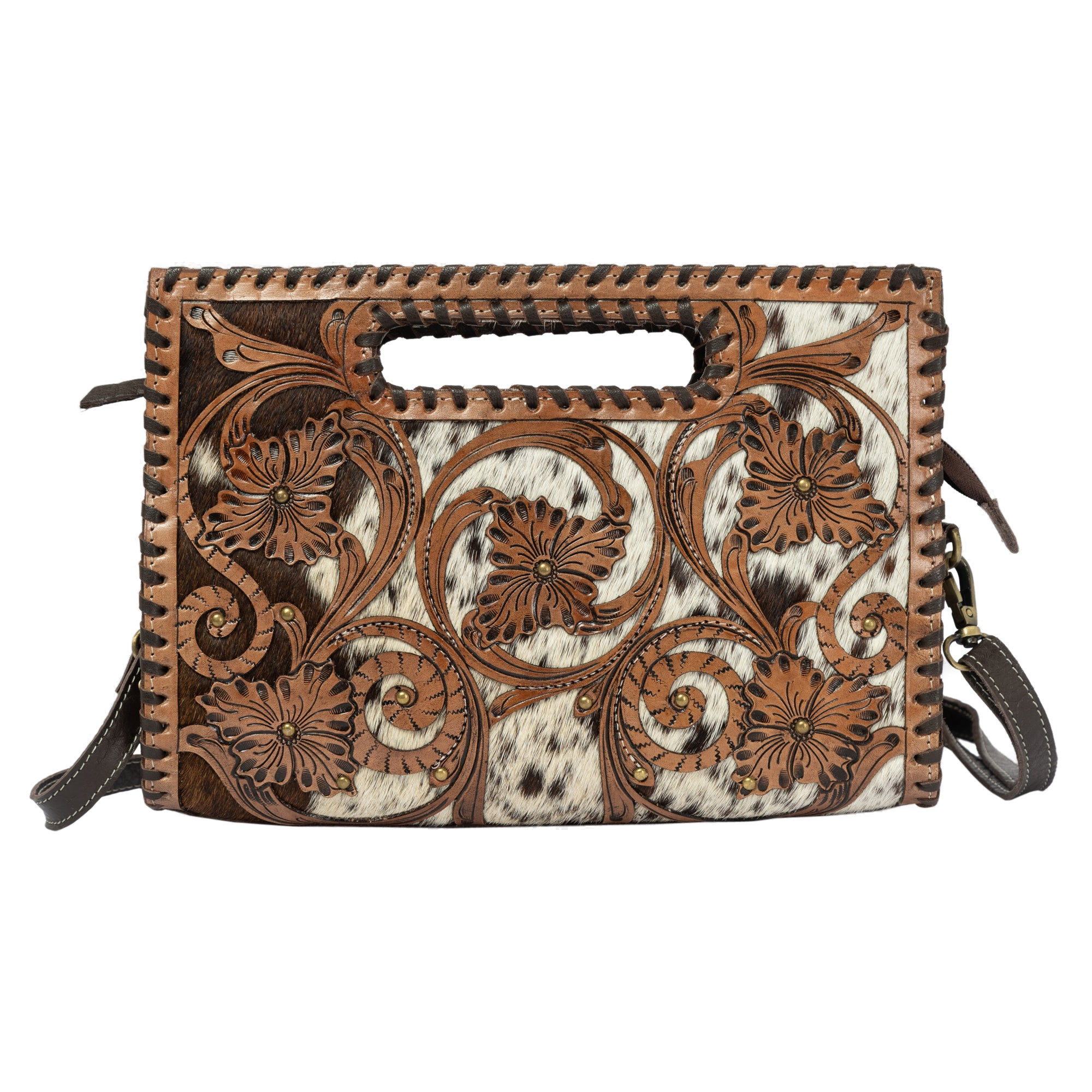 The Messina | Cowhide Medium Bag With Tooled Cutwork