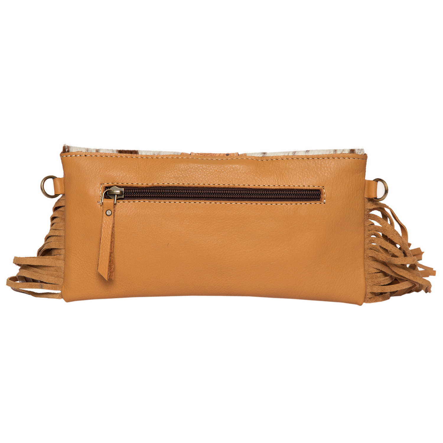 The Dawson | Hand-Painted Tooling Leather Flap Cowhide Bag with Fringes