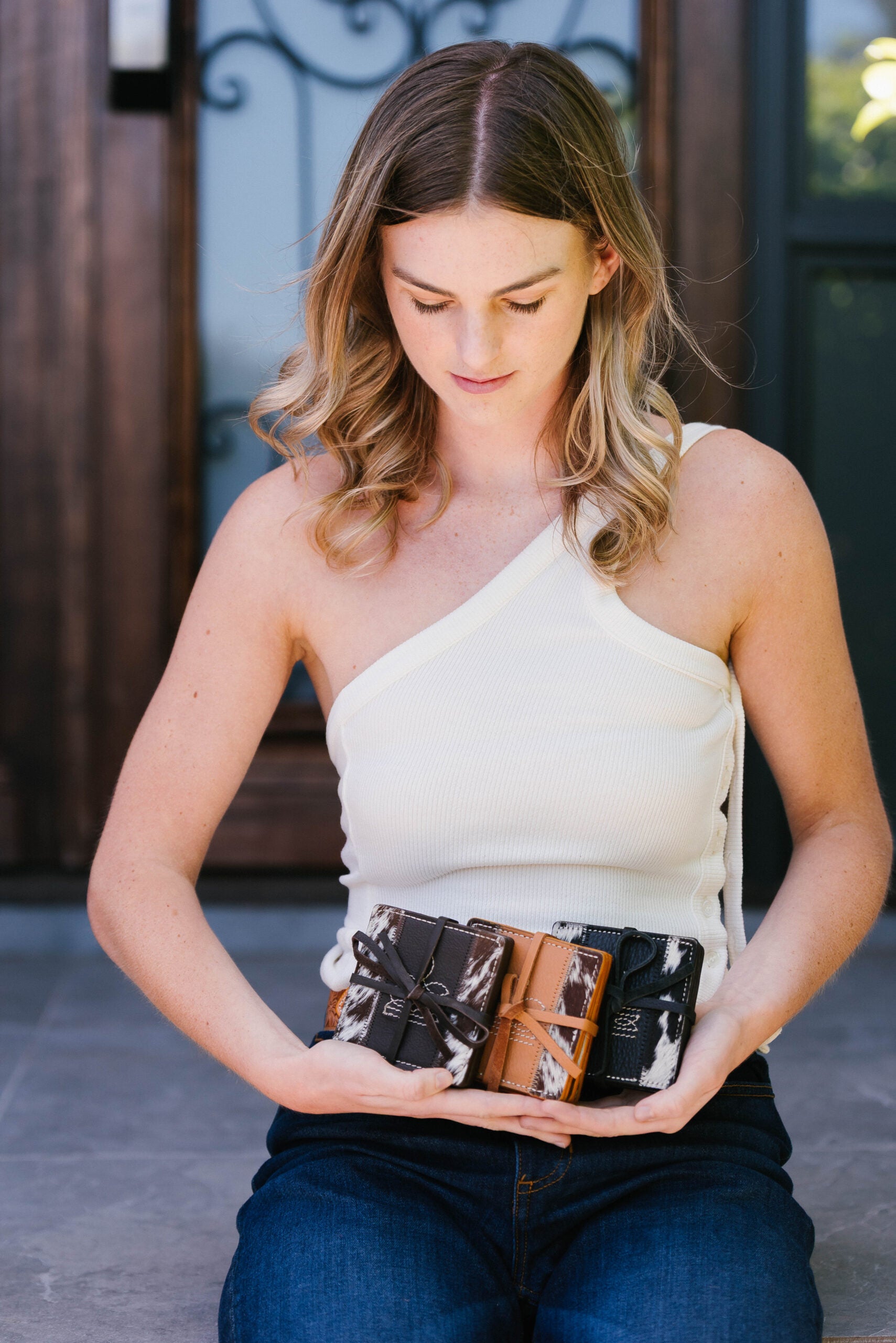 The Cabo | Boot Stitch Cowhide & Leather Coaster Set of 4