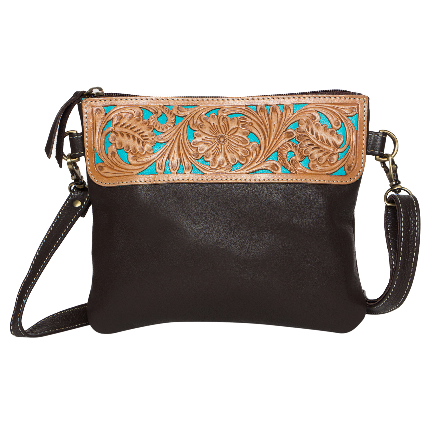 The Turquoise Clutch | Tooling Leather Hand Carved Clutch Bag
