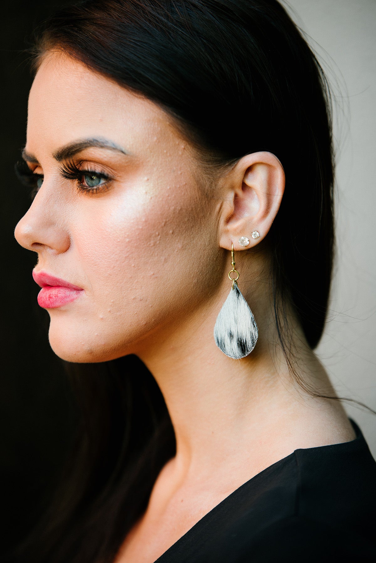 The Tanzania | Pear-Shaped Cowhide Earrings