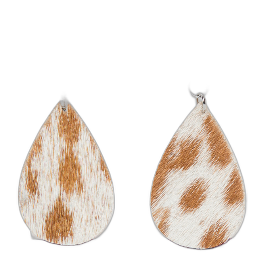 The Tanzania | Pear-Shaped Cowhide Earrings