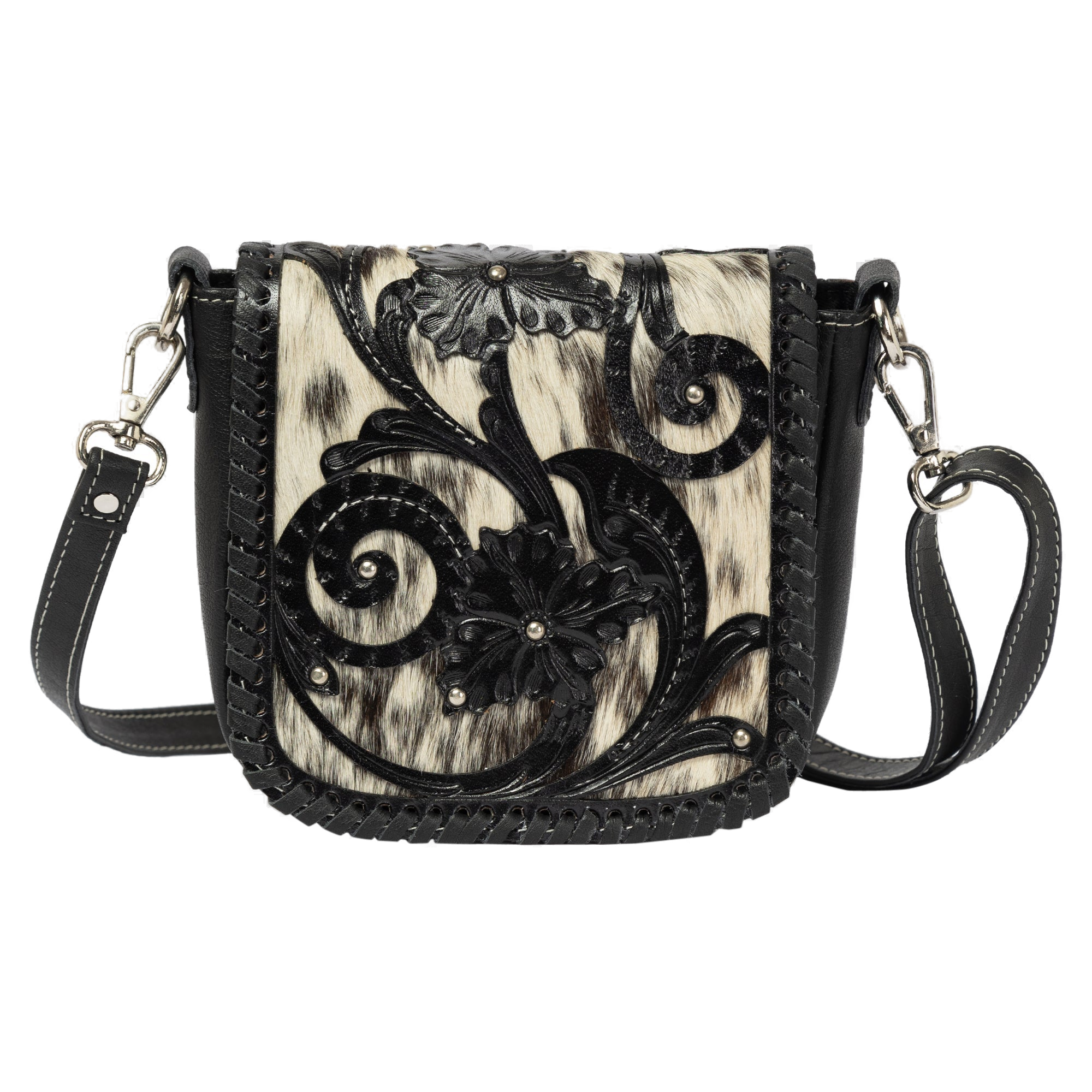 The Catania | Cowhide Flap Bag With Tooled Cutwork
