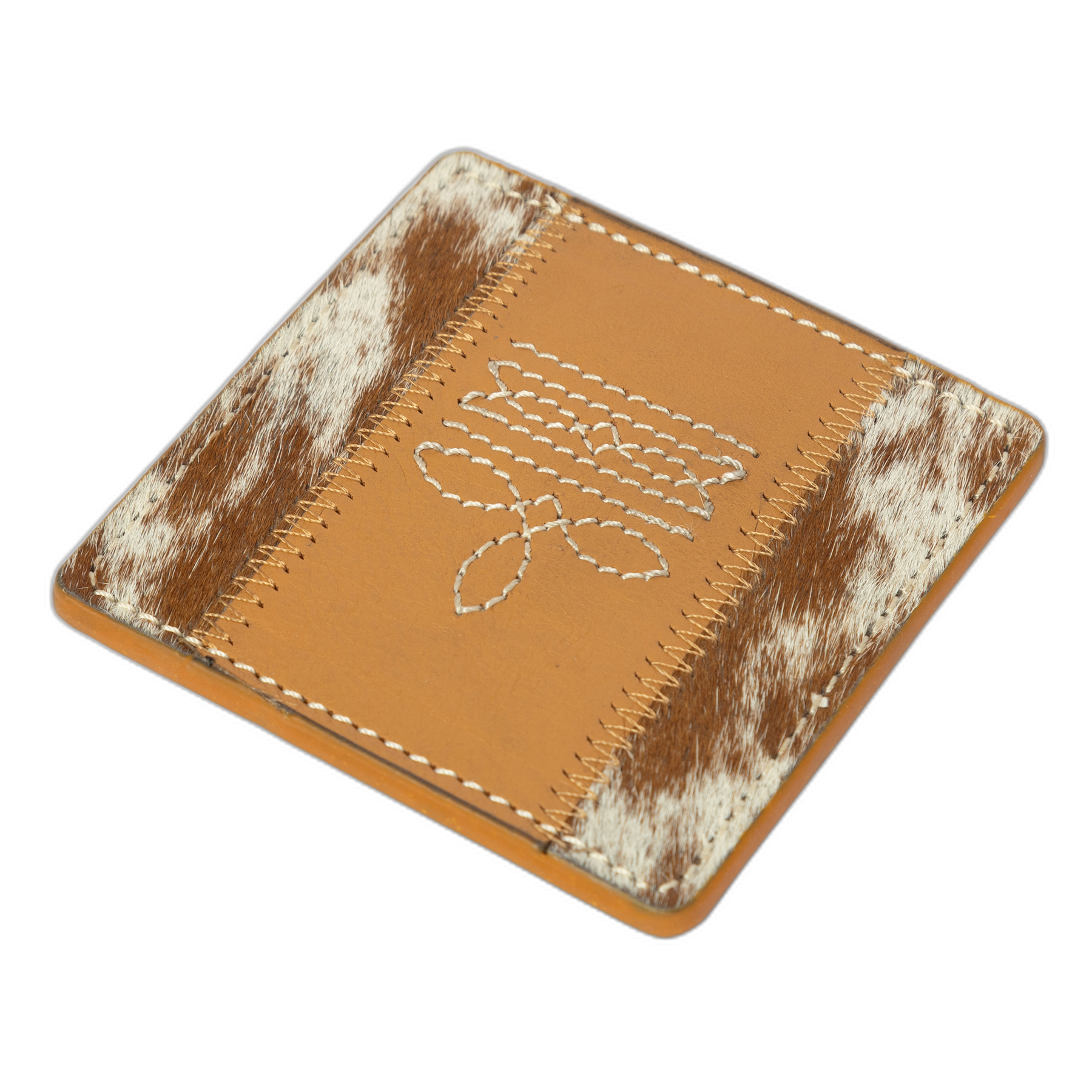 The Cabo | Boot Stitch Cowhide & Leather Coaster Set of 4