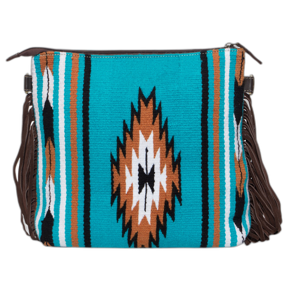 The Turquoise Medium Bag | Tooled Saddle Blanket Shoulder Bag