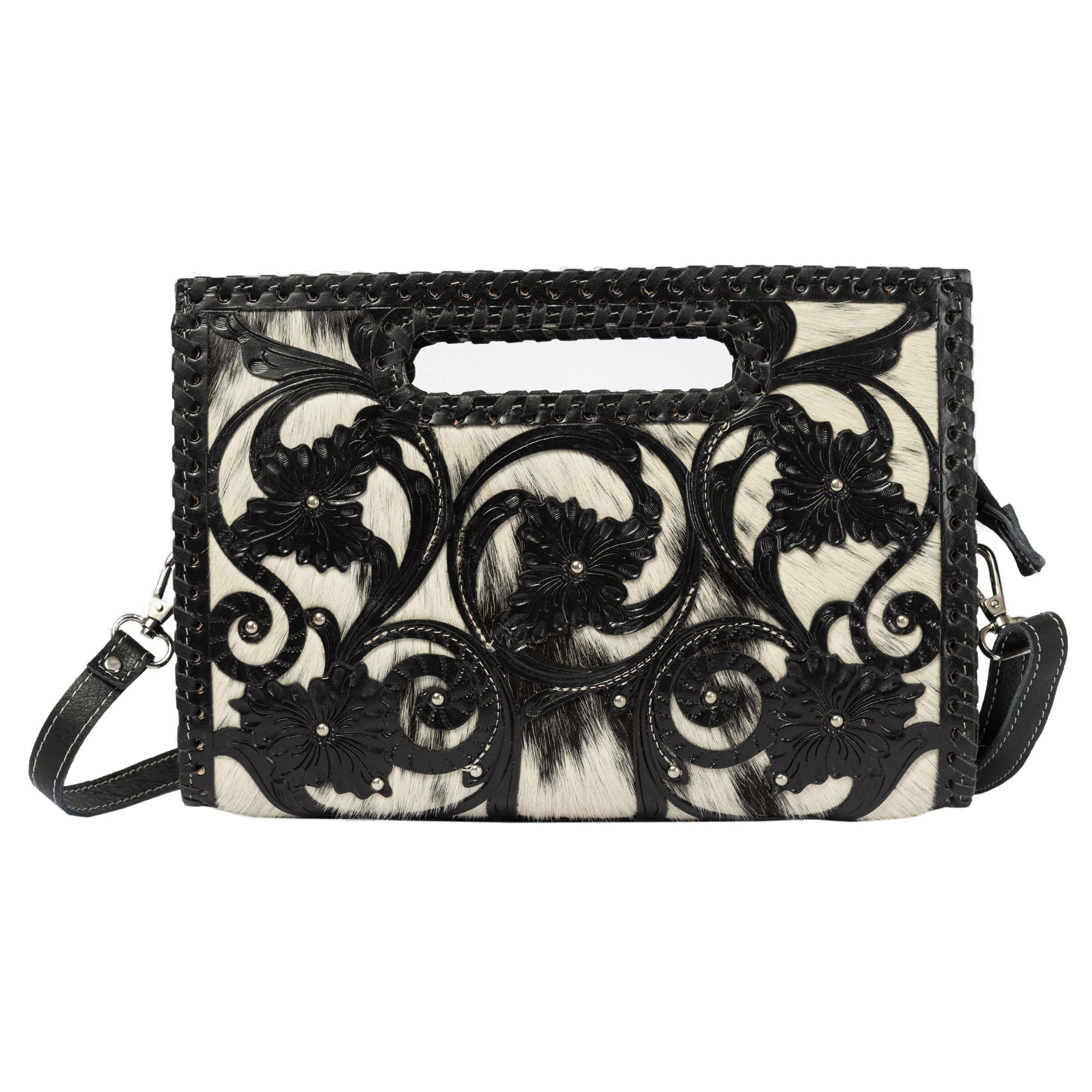 The Messina | Cowhide Medium Bag With Tooled Cutwork