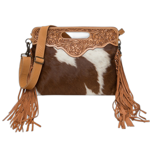 The Cusco | Tooling Leather Cowhide Bag with Fringes