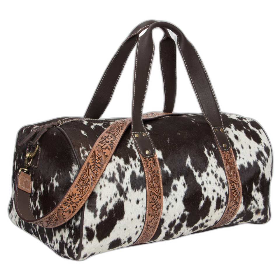 The Columbia | Tooled Cowhide Travel Bag
