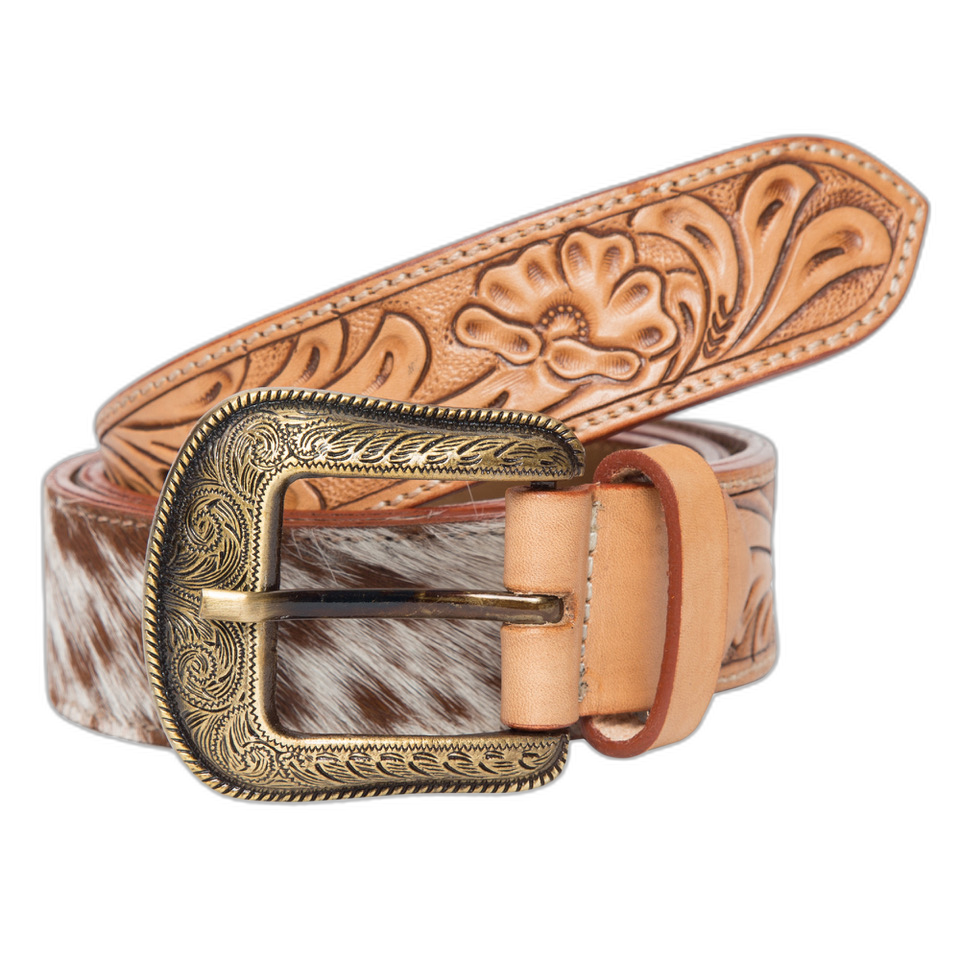 The Range Belt | Tooled Leather Cowhide Belt