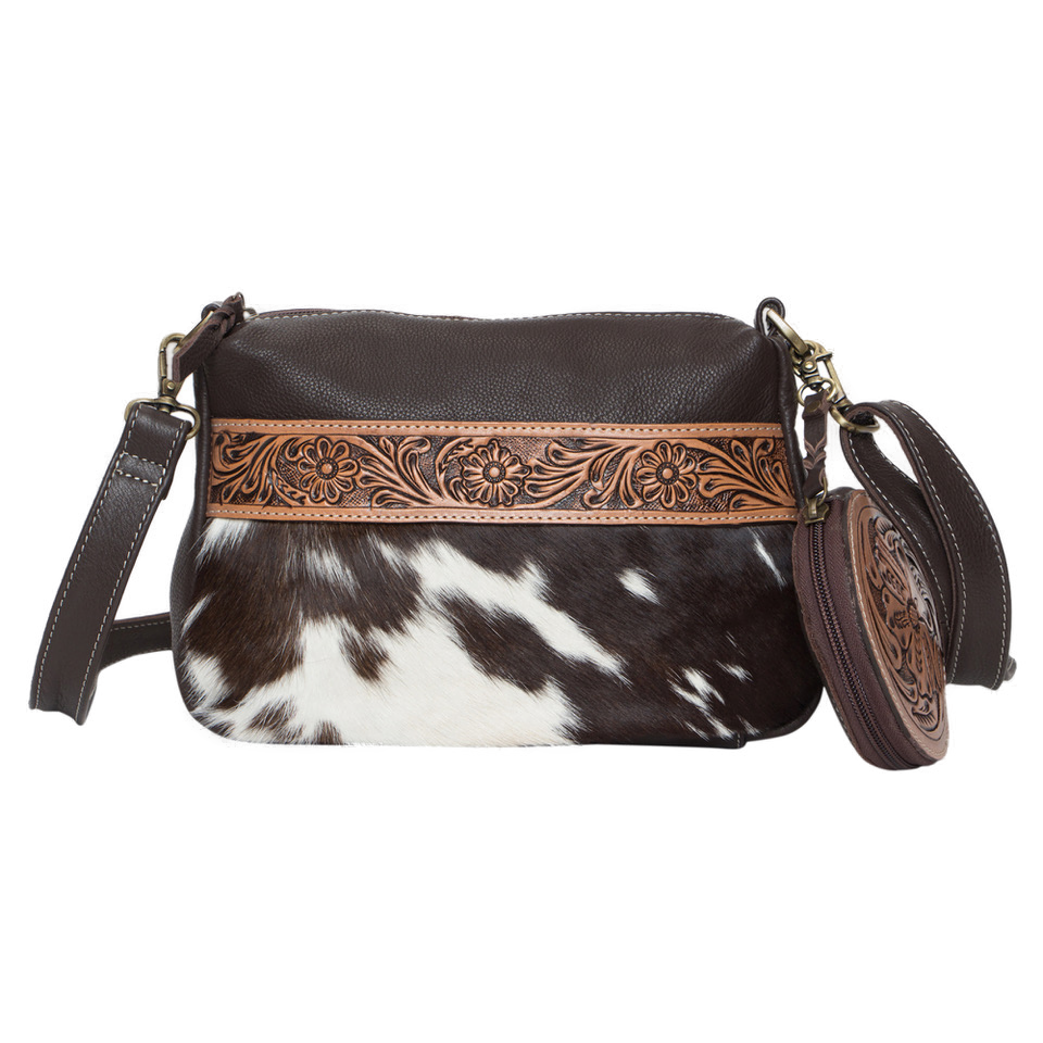 The Punata | Tooling Leather Cowhide Camera Bag with Coin Purse