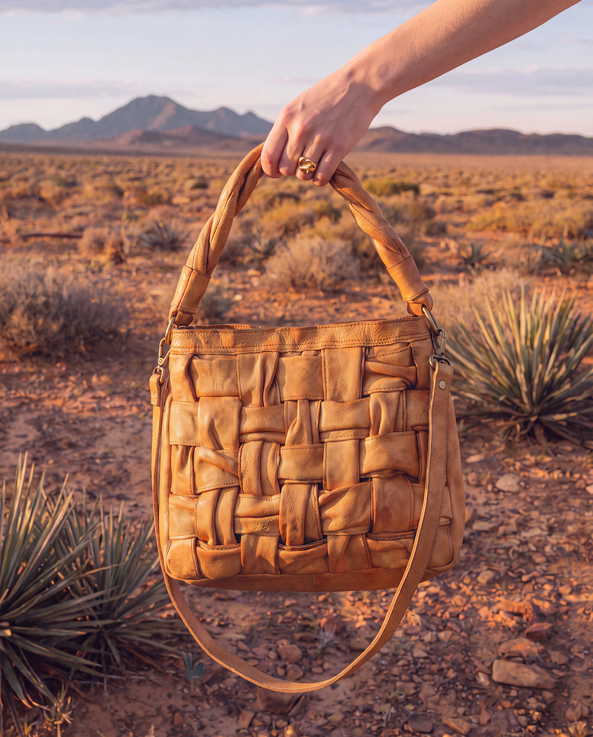 The Callan | Woven Washed Leather Hobo Bag