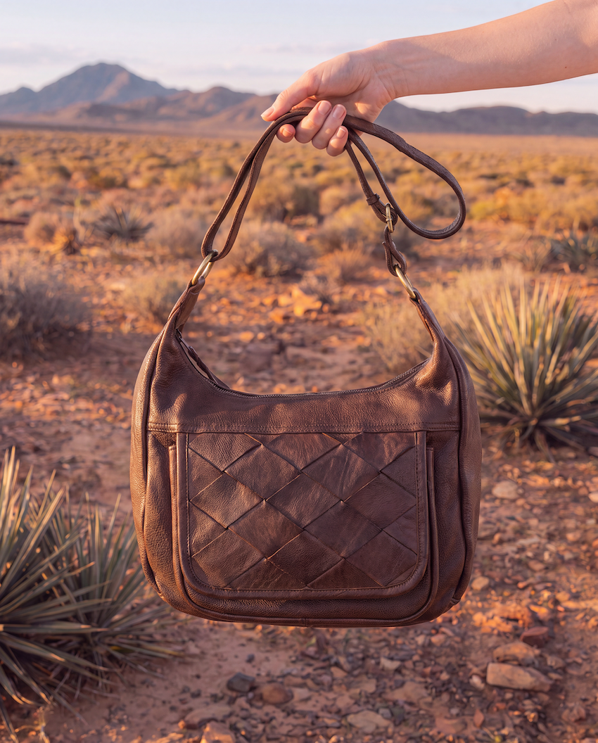 The Clara | Woven Washed Leather Sling Bag
