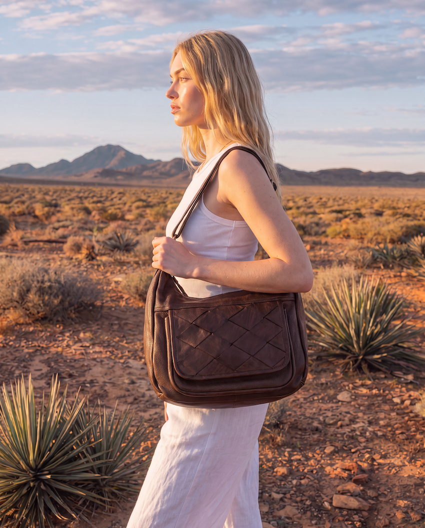 The Clara | Woven Washed Leather Sling Bag