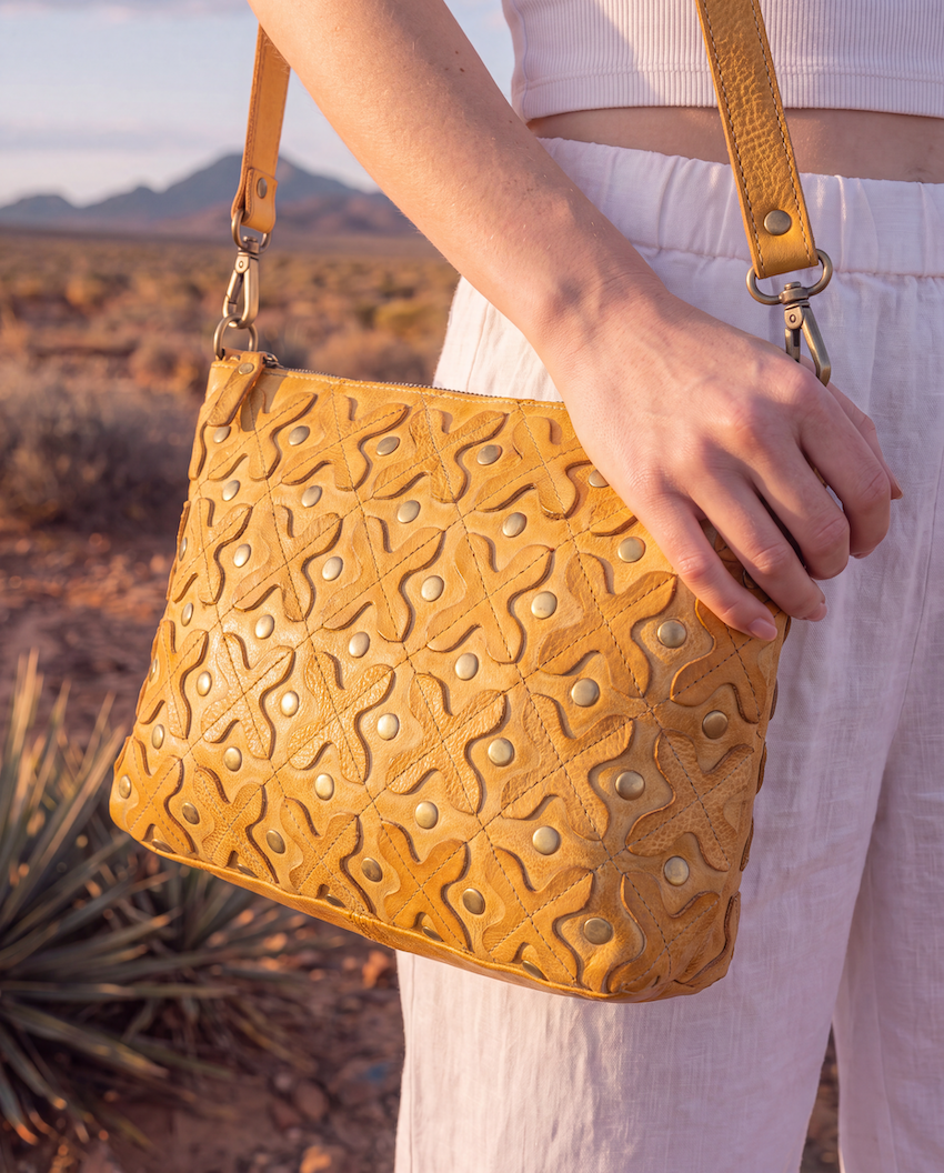 The Trim | Woven Washed Leather Sling With Studs