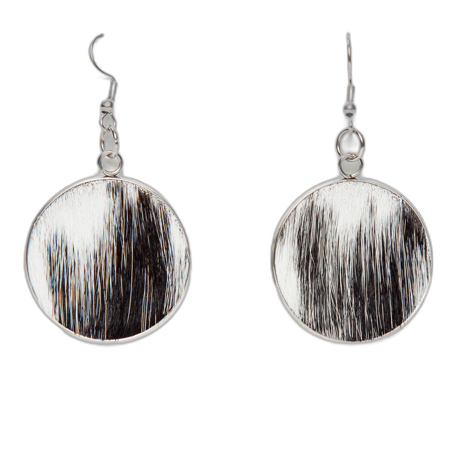 The Sudan | Cowhide Round Drop Earrings