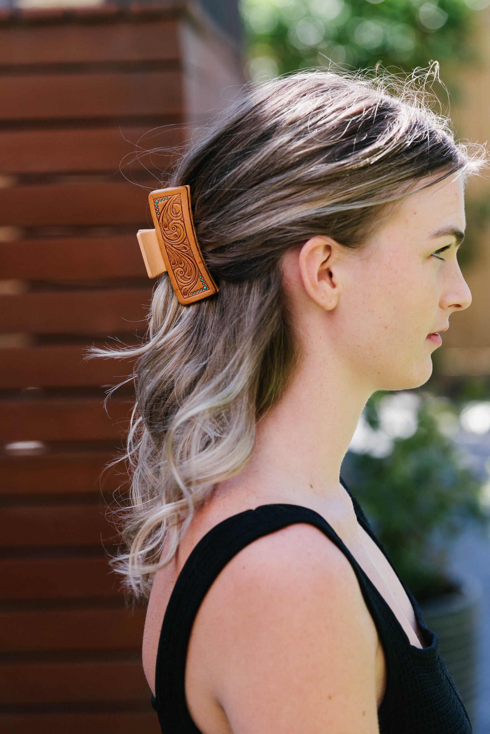 The Clip | Tooled Leather Hair Clip