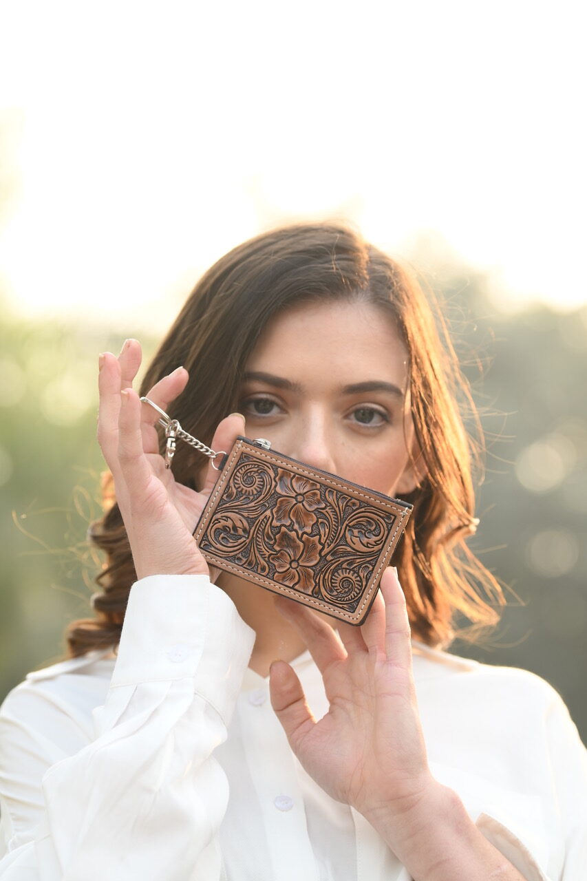 Tooled Leather Card & Coin Purse | CA09