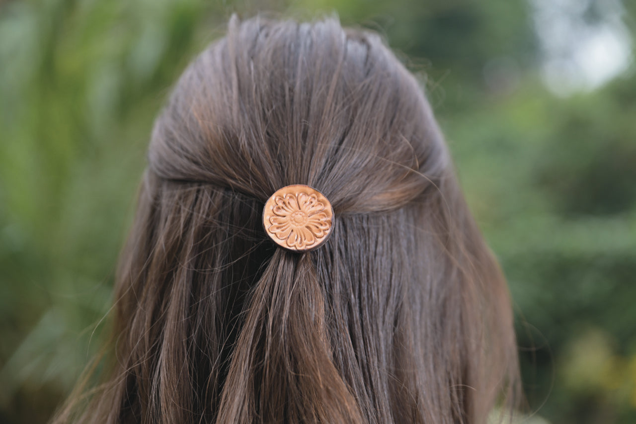 The Circle | Tooled Leather Hair Tie