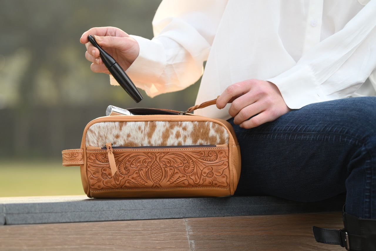 The Coro | Tooled Cowhide Toiletries Bag