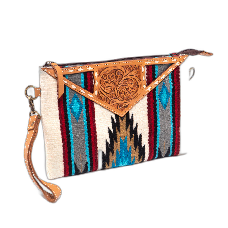 The Mesa | Tooled Saddle Blanket Large Clutch