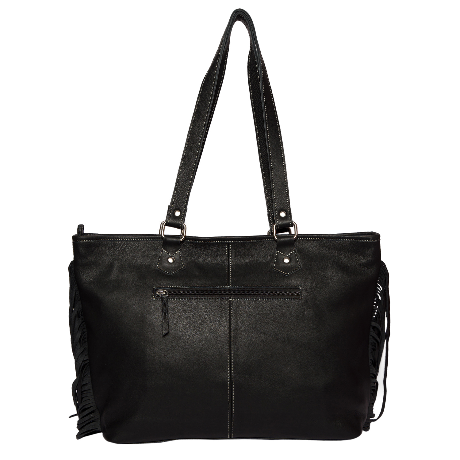 The Navarino | Hand-Painted Tooling Leather Big Cowhide Bag with Fringes