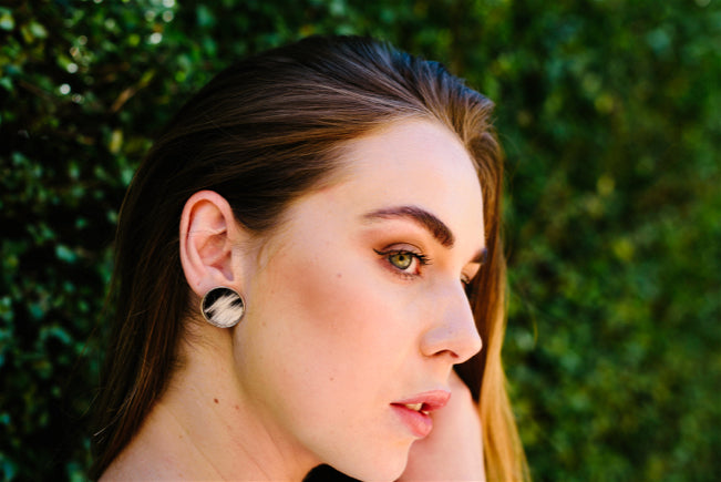 The Uganda | 20mm Cowhide Stud Earrings