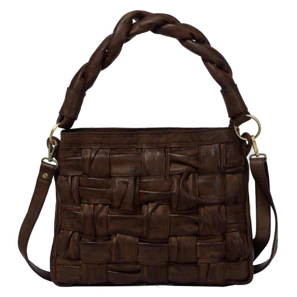 The Callan | Woven Washed Leather Hobo Bag