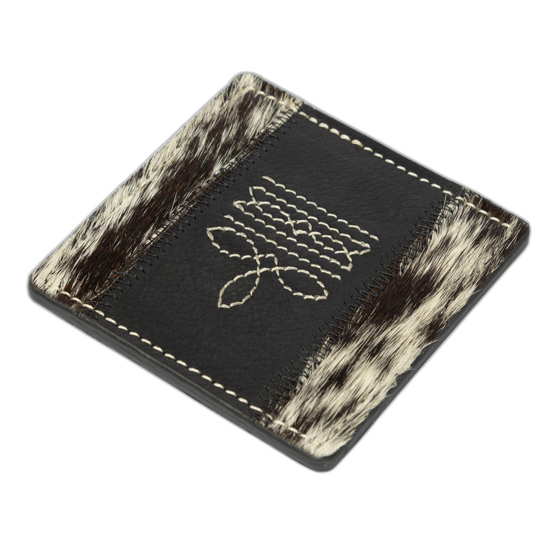 The Cabo | Boot Stitch Cowhide & Leather Coaster Set of 4