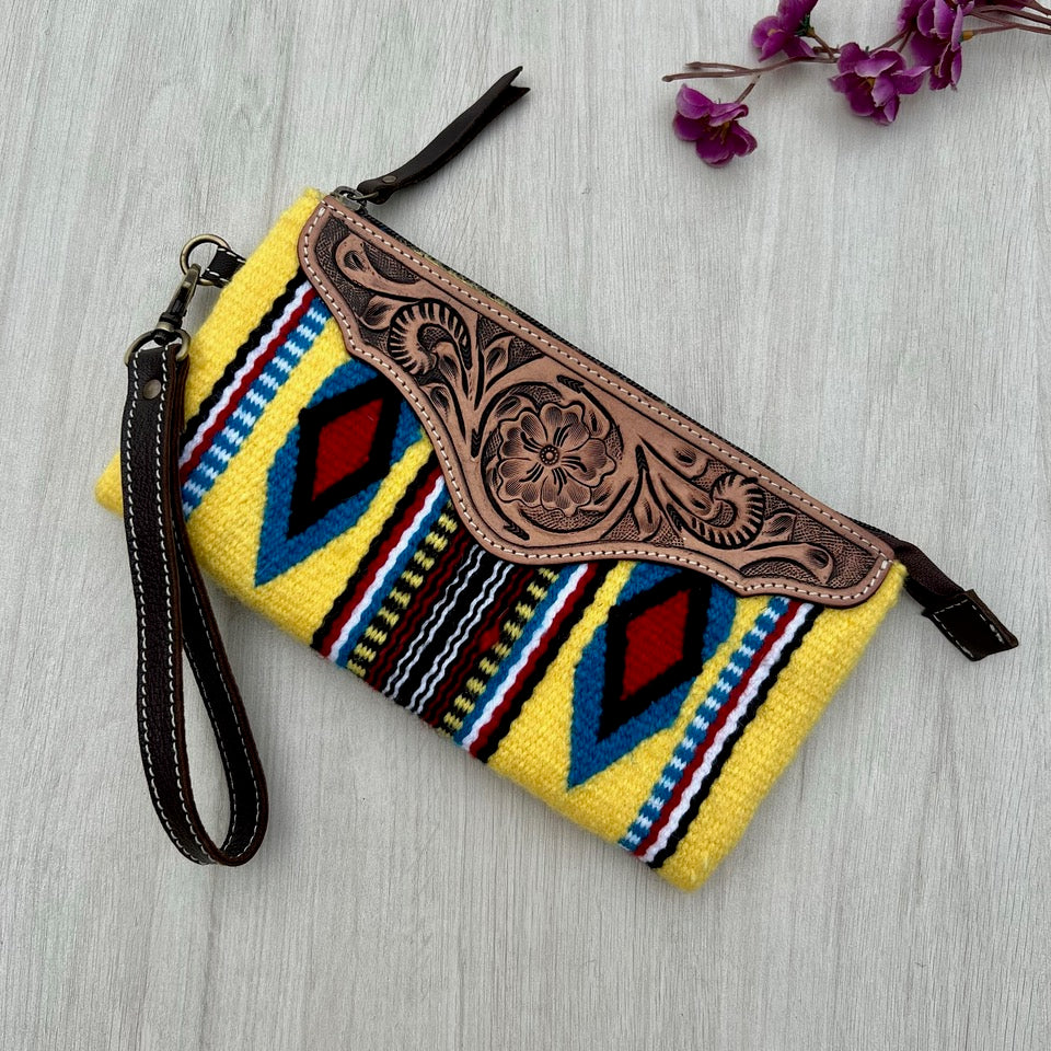 The Yellow Saddle Blanket Clutch | Tooled Leather Clutch