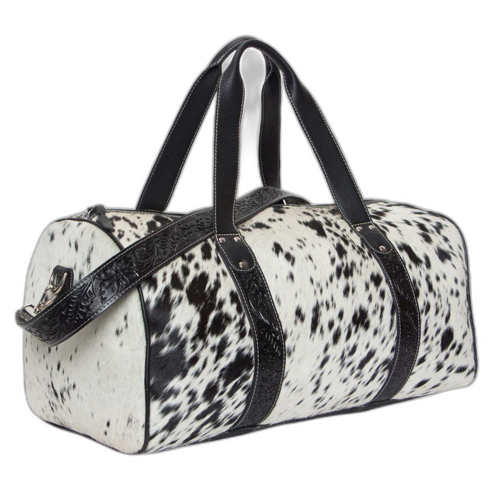 The Columbia | Tooled Cowhide Travel Bag