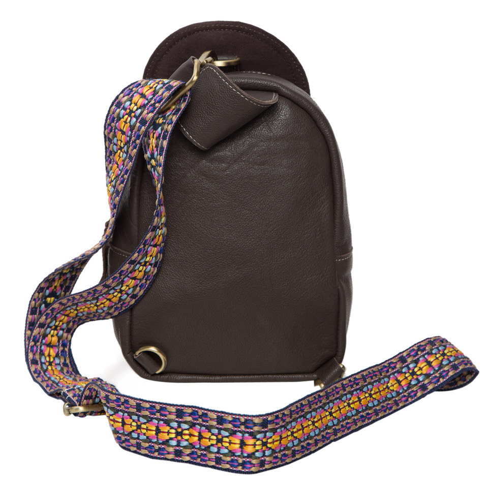 The Pucon | Tooling Leather Cowhide Knapsack with Horse Motif and Turquoise Highlights