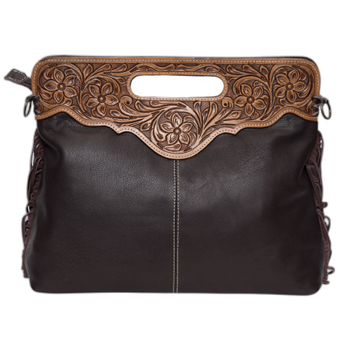 The Cusco | Tooling Leather Cowhide Bag with Fringes